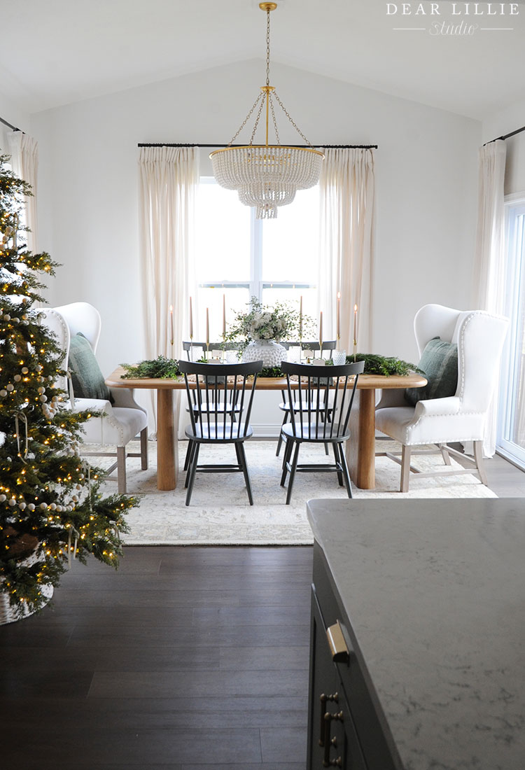 Green and White Christmas Table