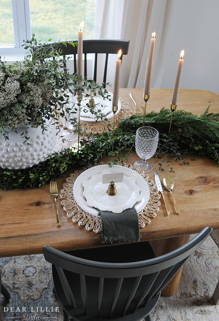 Green and White Christmas Table