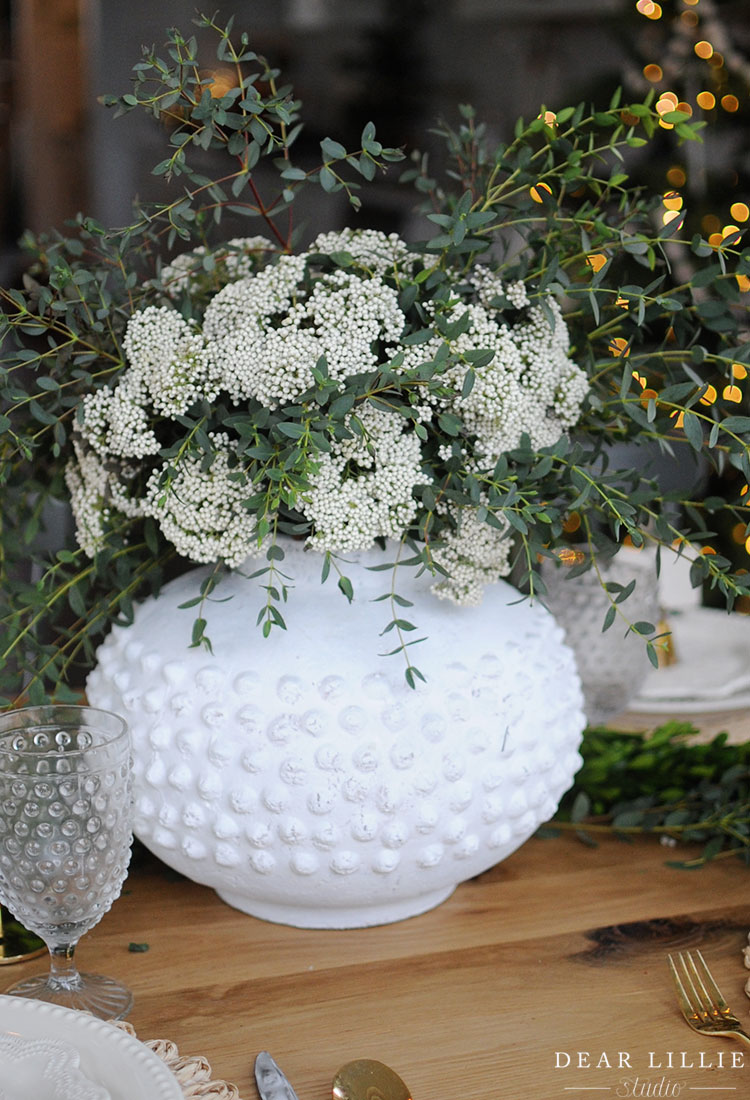 Green and White Christmas Table