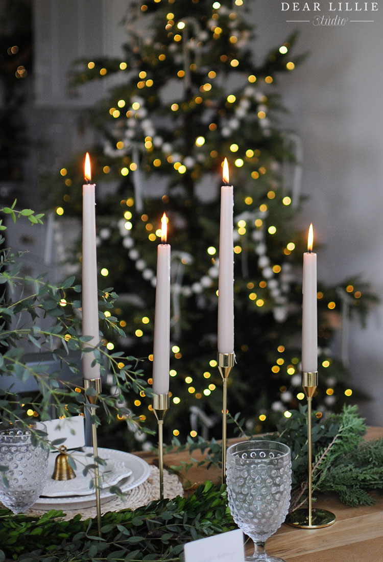 Green and White Christmas Table