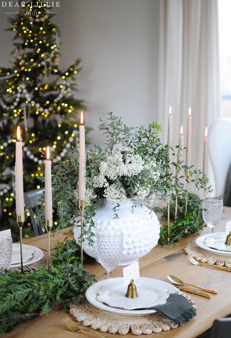 Green and White Christmas Table