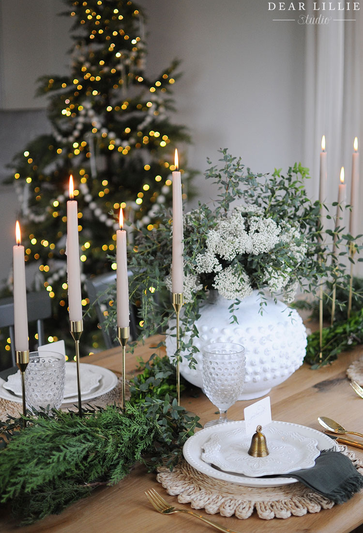 Green and White Christmas Table