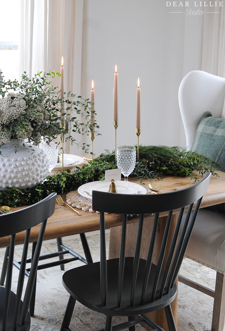 Green and White Christmas Table