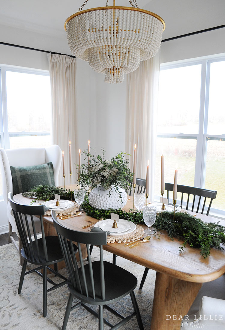 Green and White Christmas Table