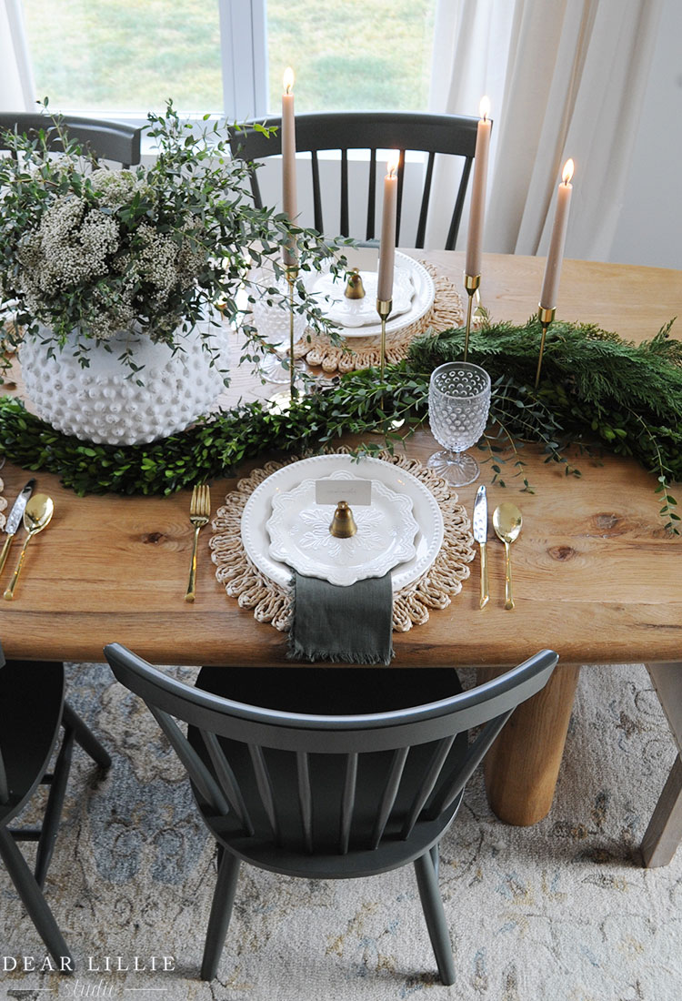 Green and White Christmas Table