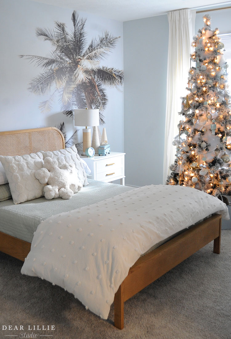 Aqua and Mint Room Decorated for Christmas