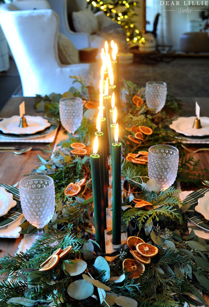 Holiday Tablescape with Some Dried Orange Slices