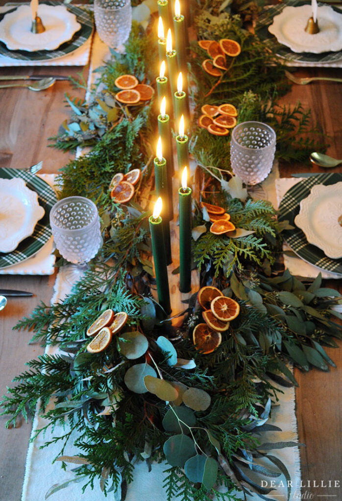 Holiday Tablescape with Some Dried Orange Slices