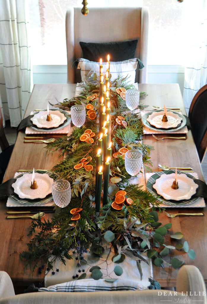 Holiday Tablescape with Some Dried Orange Slices